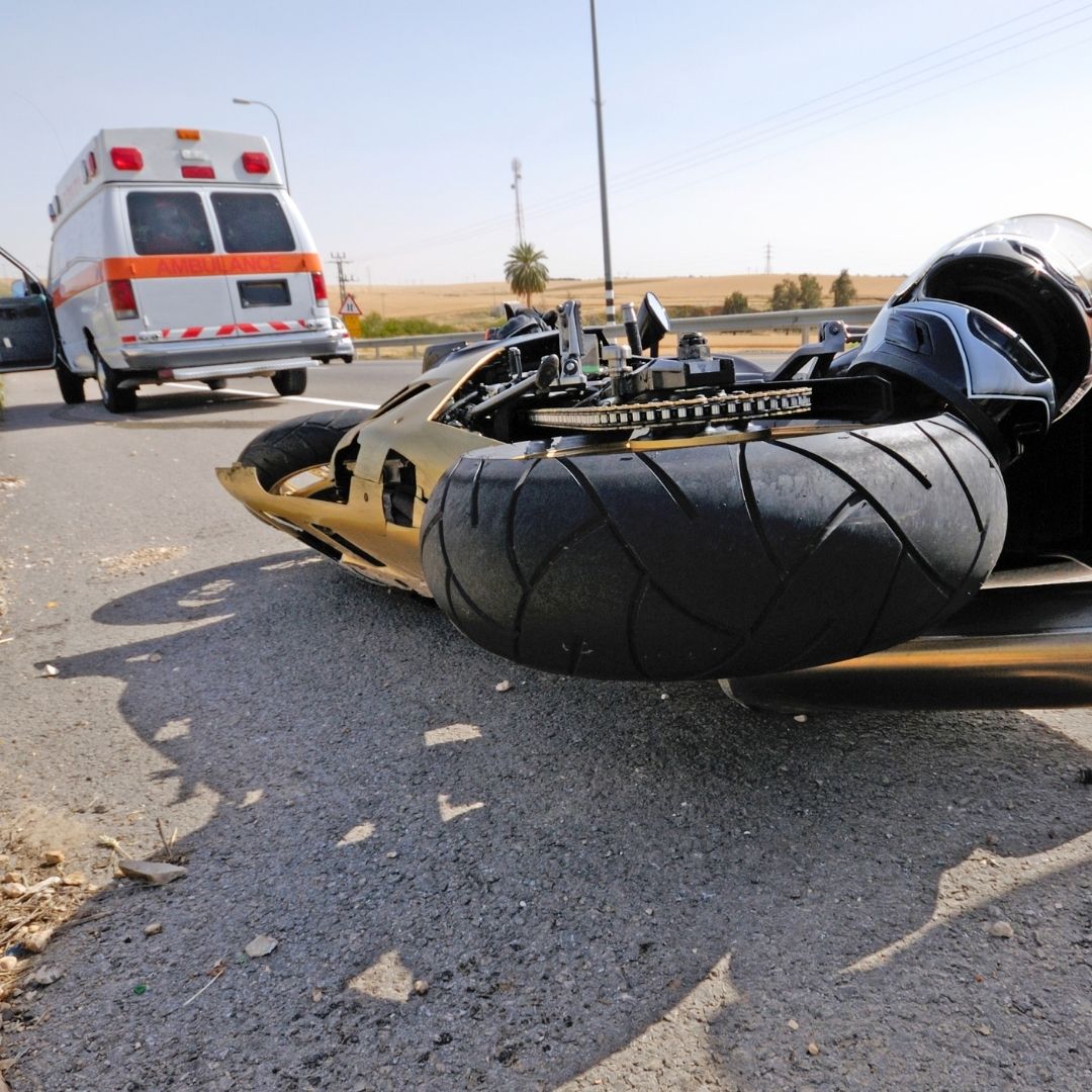 ambulance at site of motorcycle accident